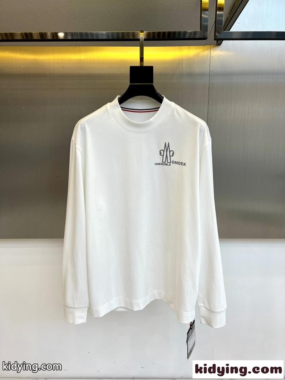 シンプル 合わせやすい 長袖Tシャツ モンクレール Tシャツ 偽物 クルーネック ホワイト-1