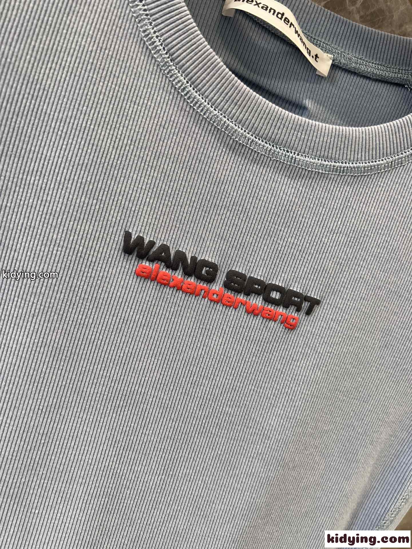 アレキサンダーワング Tシャツ コピー シンプル ロゴ コンパクト 半袖Tシャツ ライトブルー-4