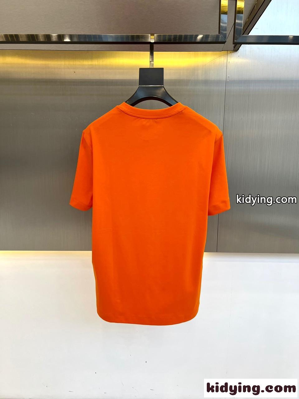 モンクレール Tシャツ コピー シンプル クルーネック 半袖Tシャツ オレンジ-3