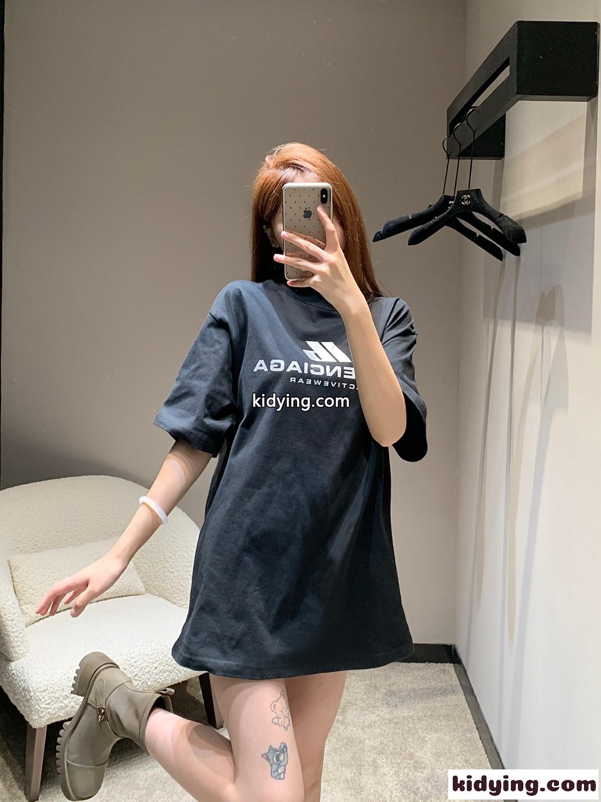 カジュアル 人気 ロゴ コットン Tシャツ バレンシアガ 半袖Tシャツ コピー ユニセックス ブラック-4