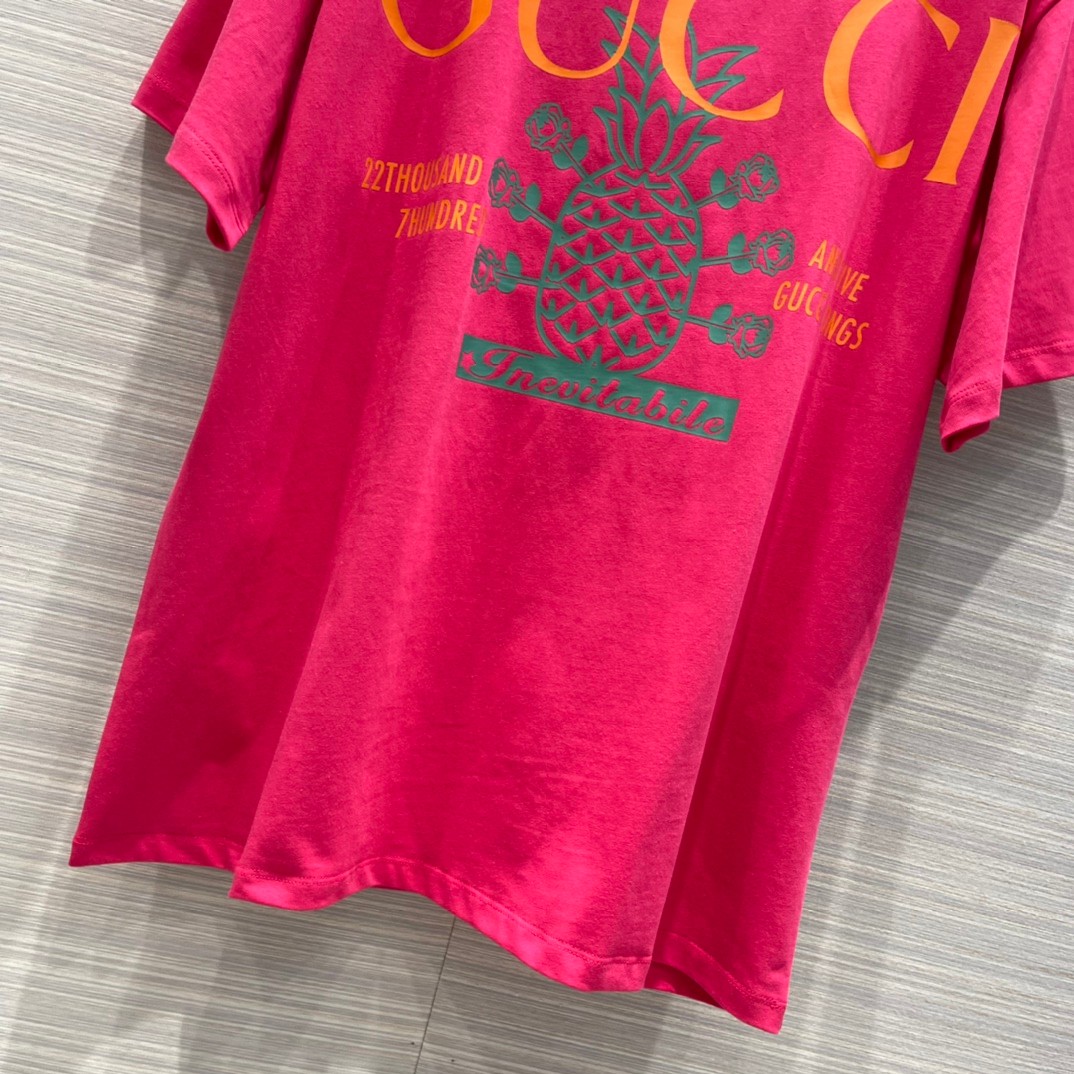 カジュアル 定番 プリント クルーネック ゆったり コットン 快適 グッチ 半袖Tシャツ コピー おしゃれ レディース 男女兼用-0