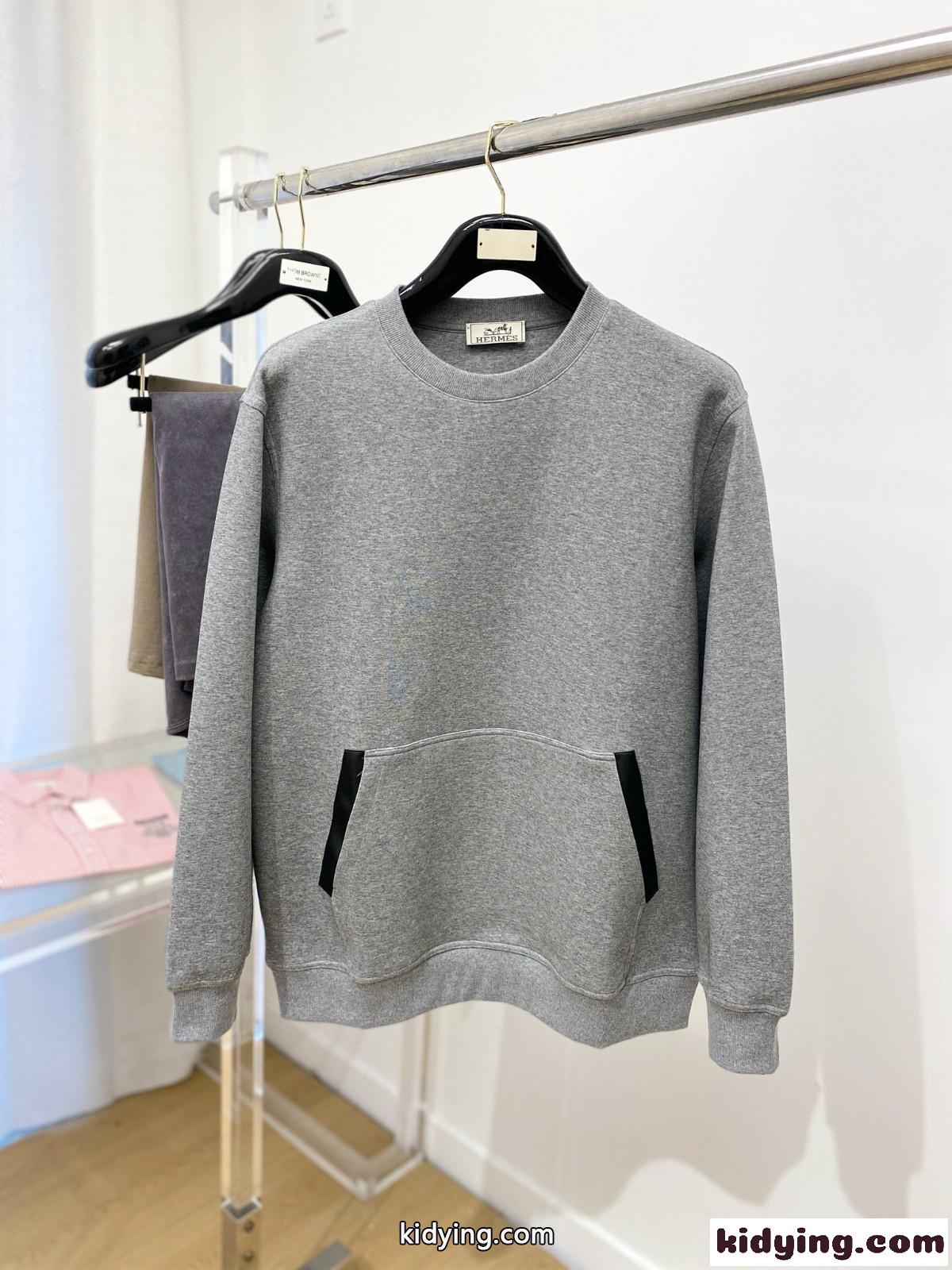 人気 カジュアル ジョギングスウェットシャツ エルメス Tシャツ コピー グレー-0