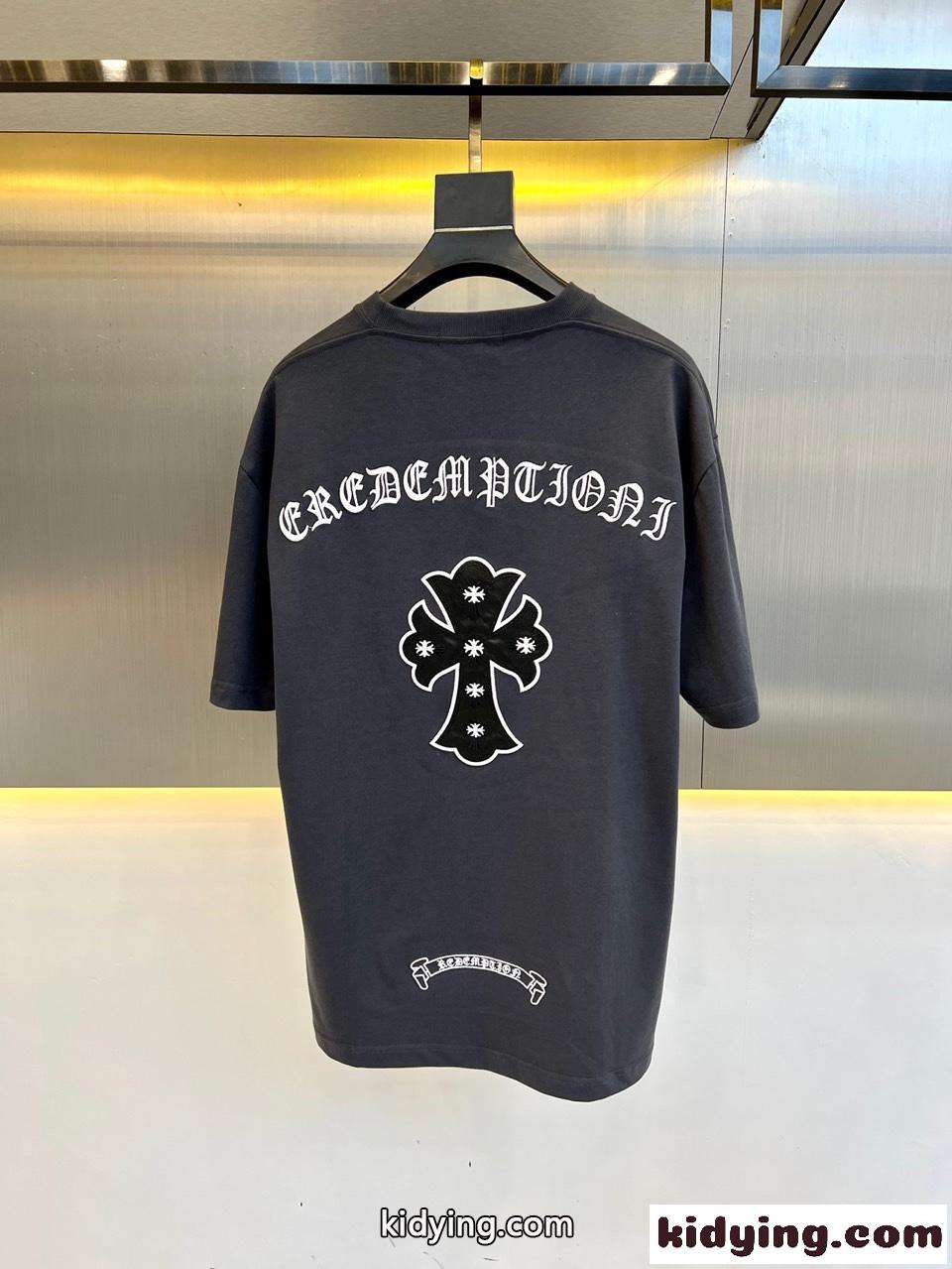 クルーネック 半袖Tシャツ クロムハーツ Tシャツ コピー メンズ ファッション-0