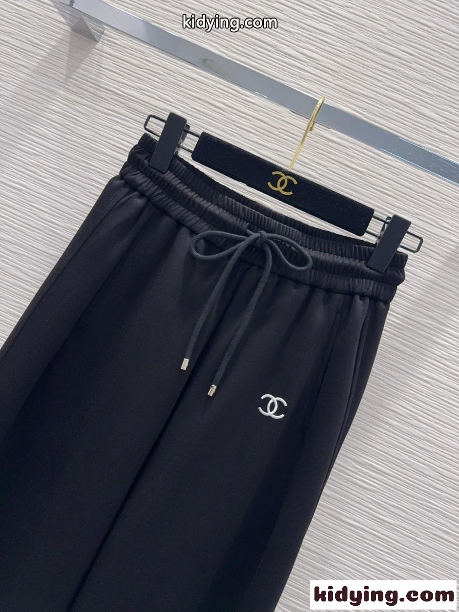 CCロゴ ドローストリング スウェットパンツ シャネル パンツ コピー ブラック-2