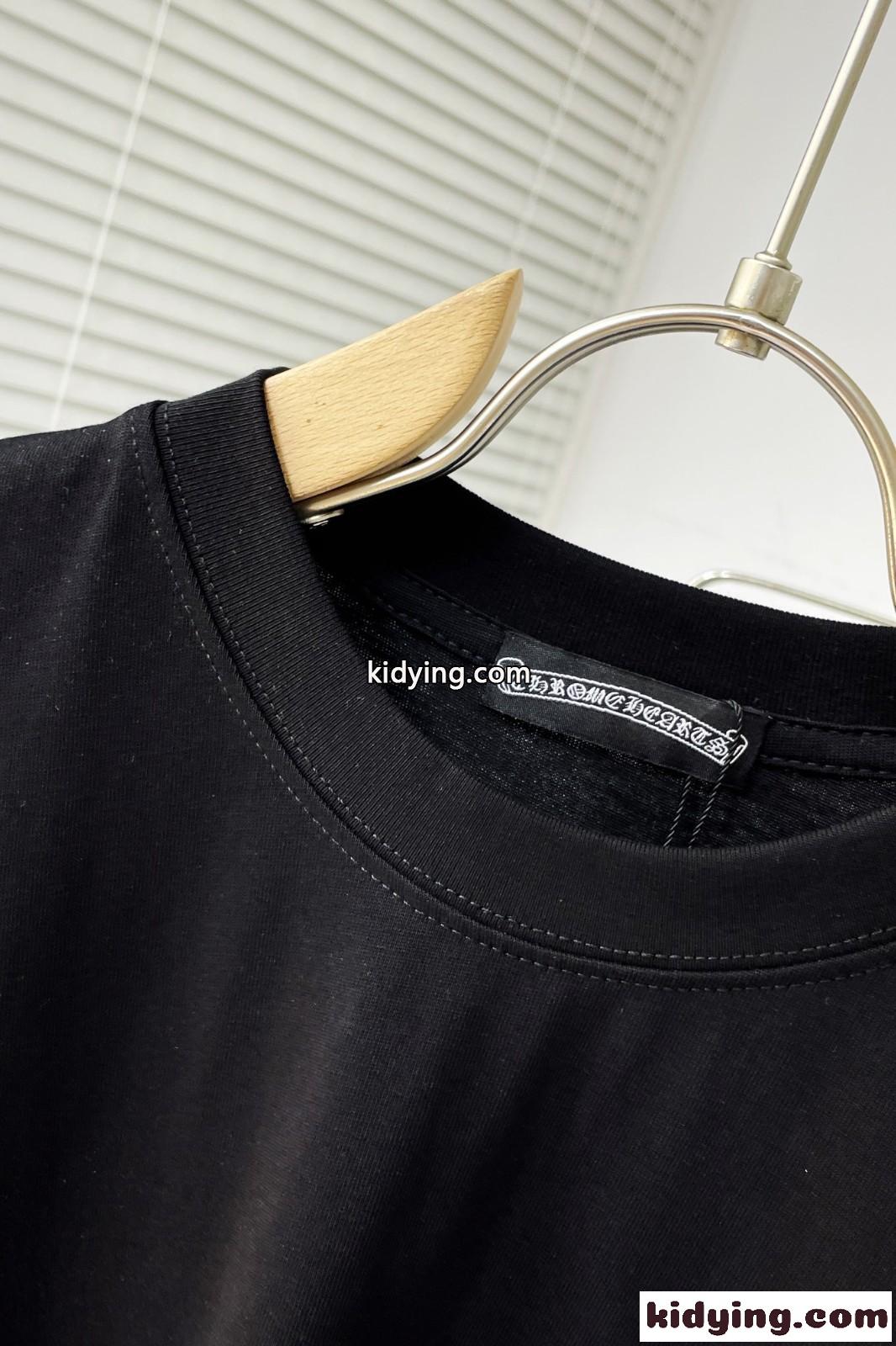 シンプル おしゃれ ロゴプリント クルーネック クロムハーツ Tシャツ コピー 半袖 トップス ブラック-3