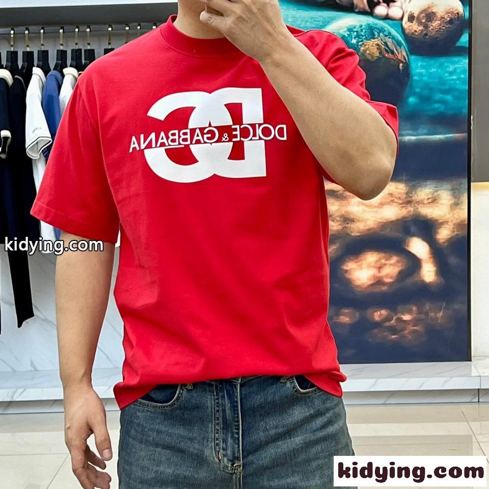 大人気 ロゴプリント クルーネック ドルチェ&ガッバーナ 半袖Tシャツ コピー レッド-2