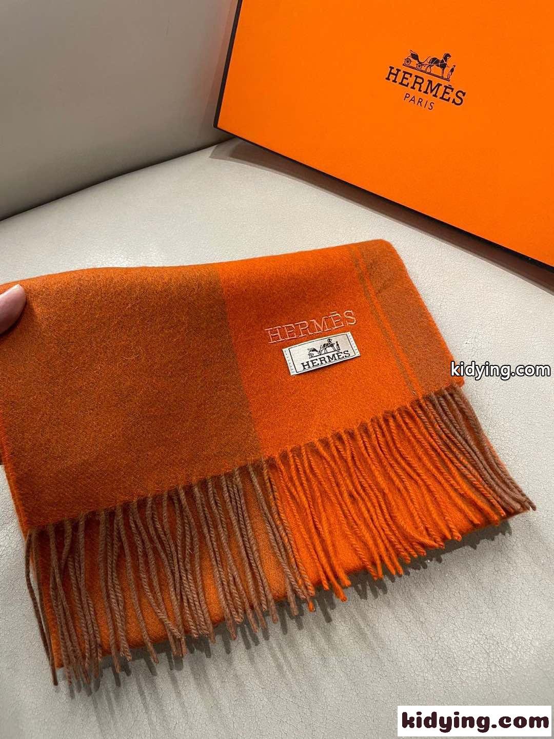 エルメス スカーフ コピー シンプル 上品 カシミヤ マフラー オレンジ-1