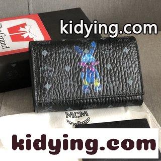 エムシーエム 財布 黒 コピー 「MCM」ウサギの中の三つ折り財布 3Dシルク印刷-3