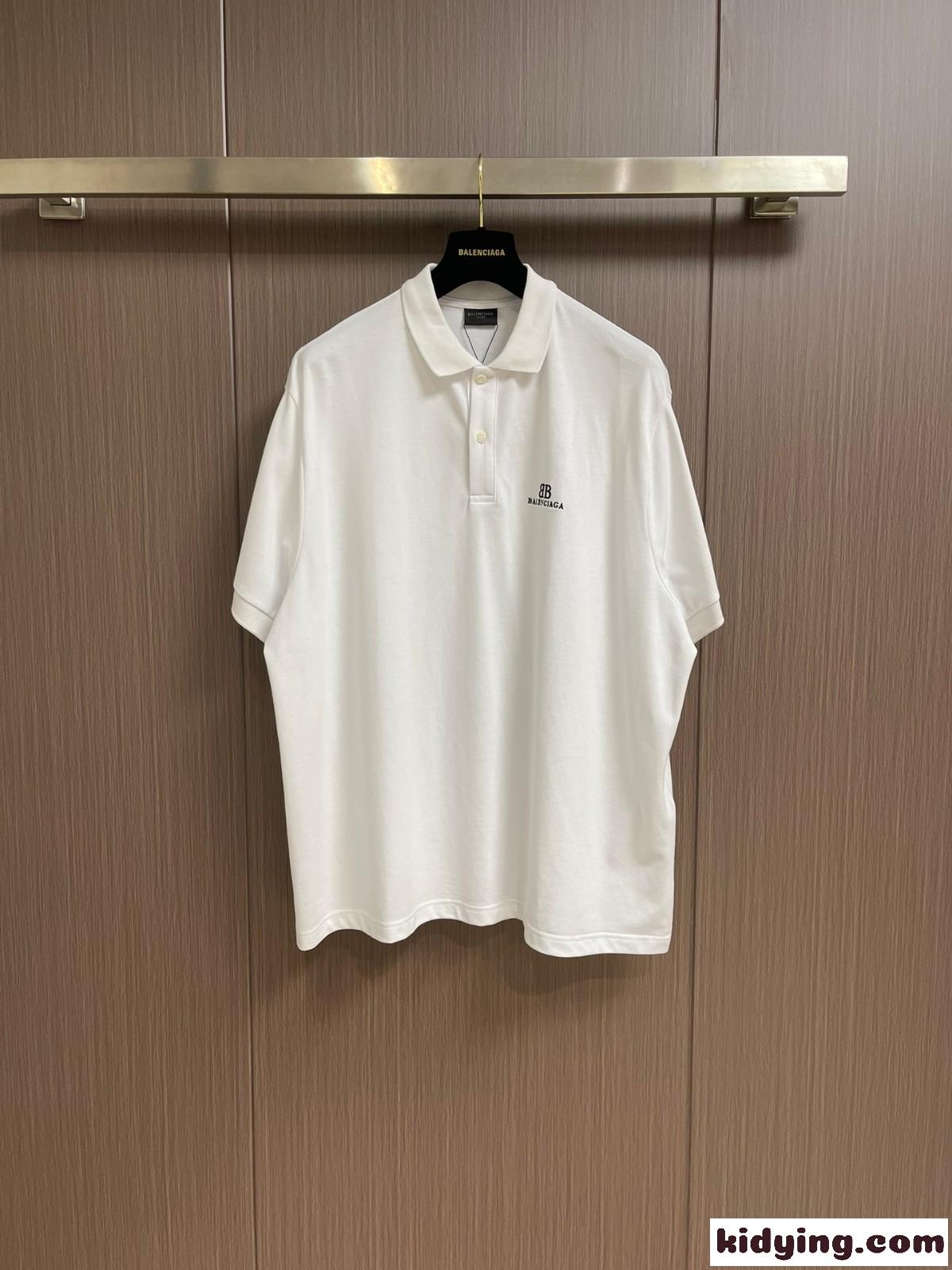 オーバーサイズ コットンピケ 半袖ポロシャツ バレンシアガ Tシャツ コピー ホワイト-0