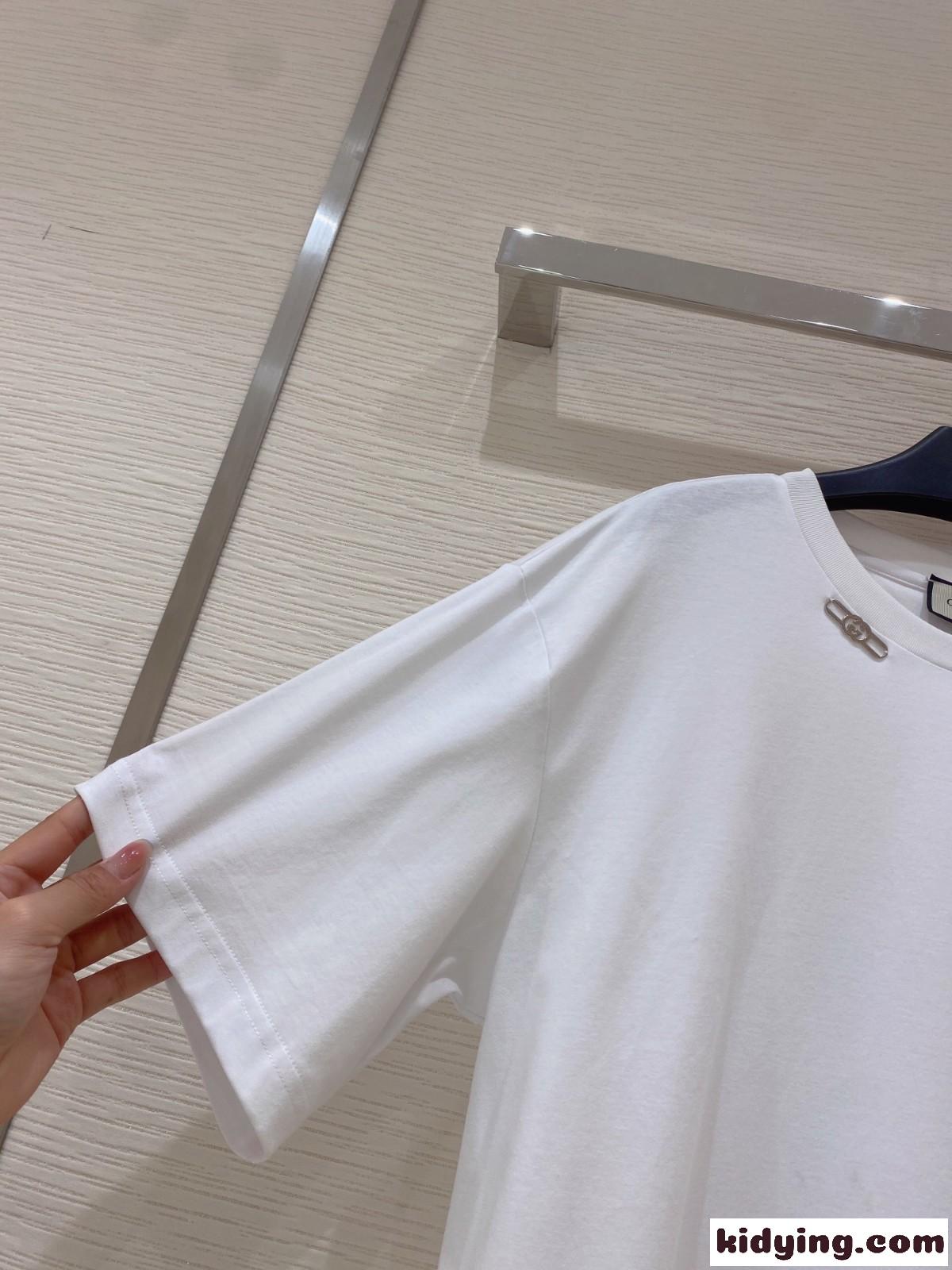シンプル 無地 人気 ベーシック クルーネック ゆったり グッチ 半袖Tシャツ コピー レディース 春夏 トップス-1