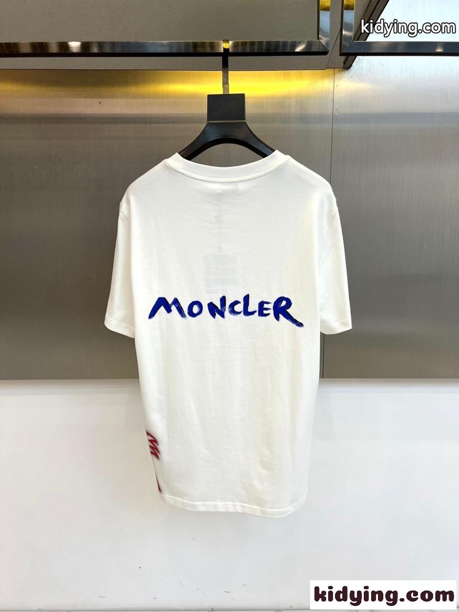 カジュアル ロゴ クルーネック 半袖Tシャツ モンクレール Tシャツ 偽物 ホワイト-4