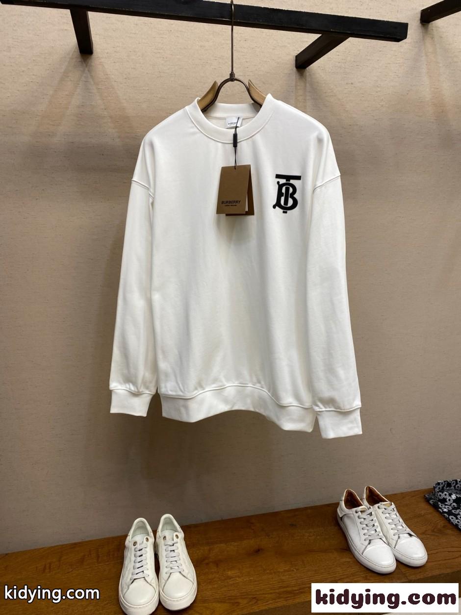 カジュアル TBロゴ コットン スウェットシャツ バーバリー Tシャツ 偽物 ホワイト-1
