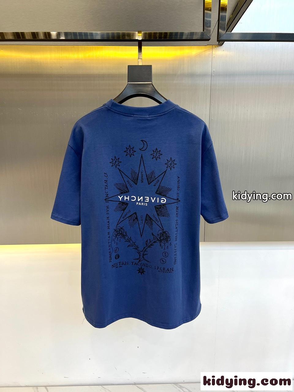 快適 コットン 半袖Tシャツ ジバンシィ Tシャツ コピー ロゴプリント ブルー-3