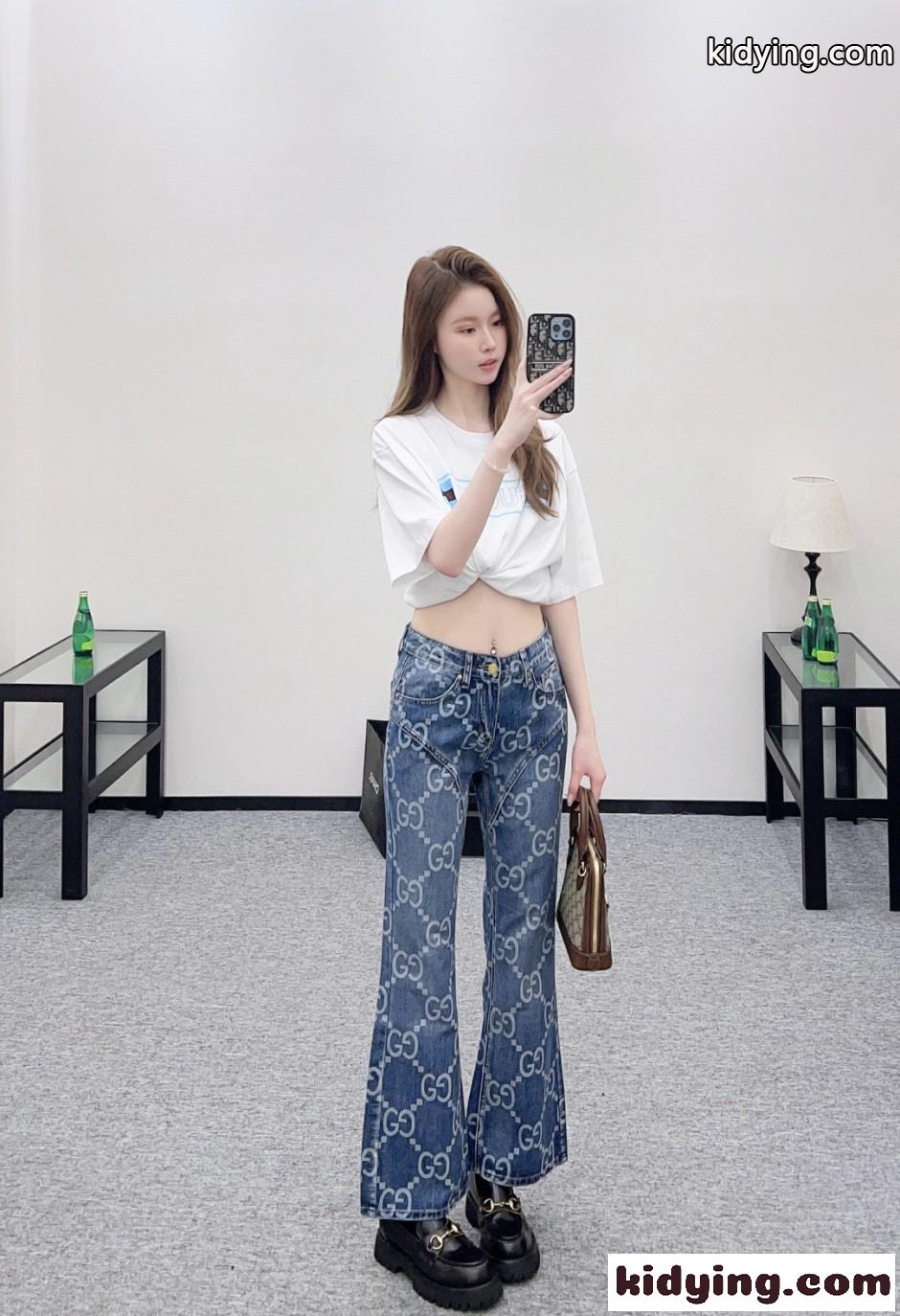 GG ウォッシュド デニムパンツ グッチ ジーンズ コピー レディース 合わせやすい-4