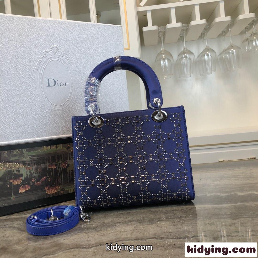 大人気 LADY DIOR カナージュ サテン ハンドバッグ クリスチャン・ディオール バッグ コピー ブルー-0