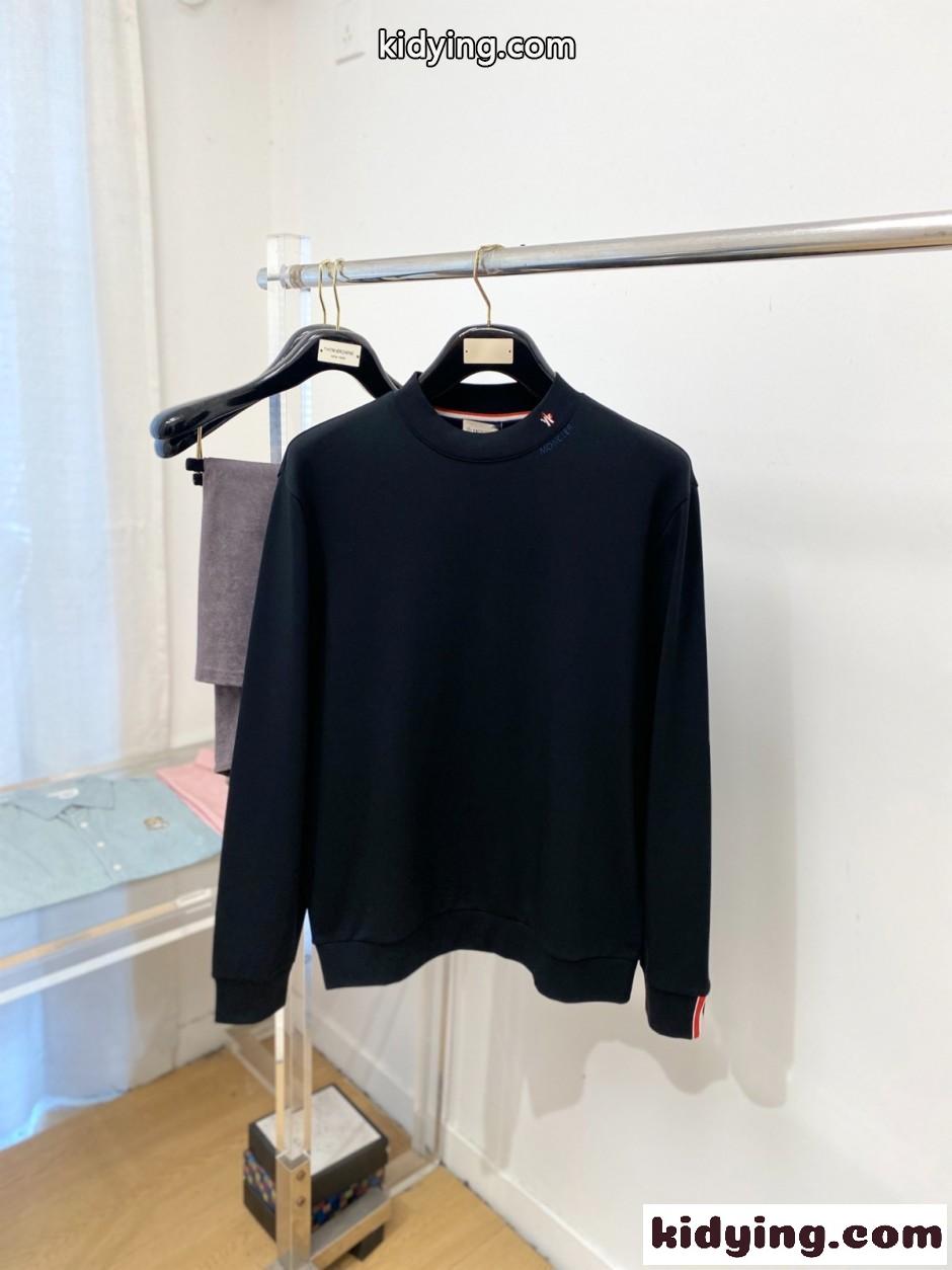 コットン クルーネック スウェットシャツ モンクレール Tシャツ 偽物 ブラック-0