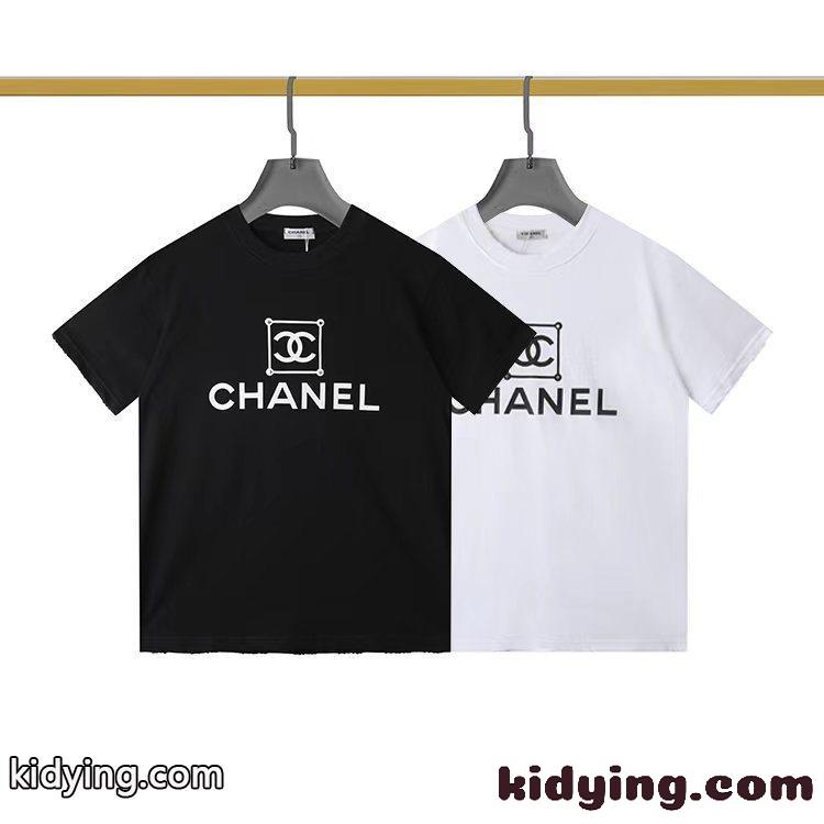 ロゴ プリント 定番 クルーネック シャネル tシャツ コピー 半袖 合わせやすい トップス-0