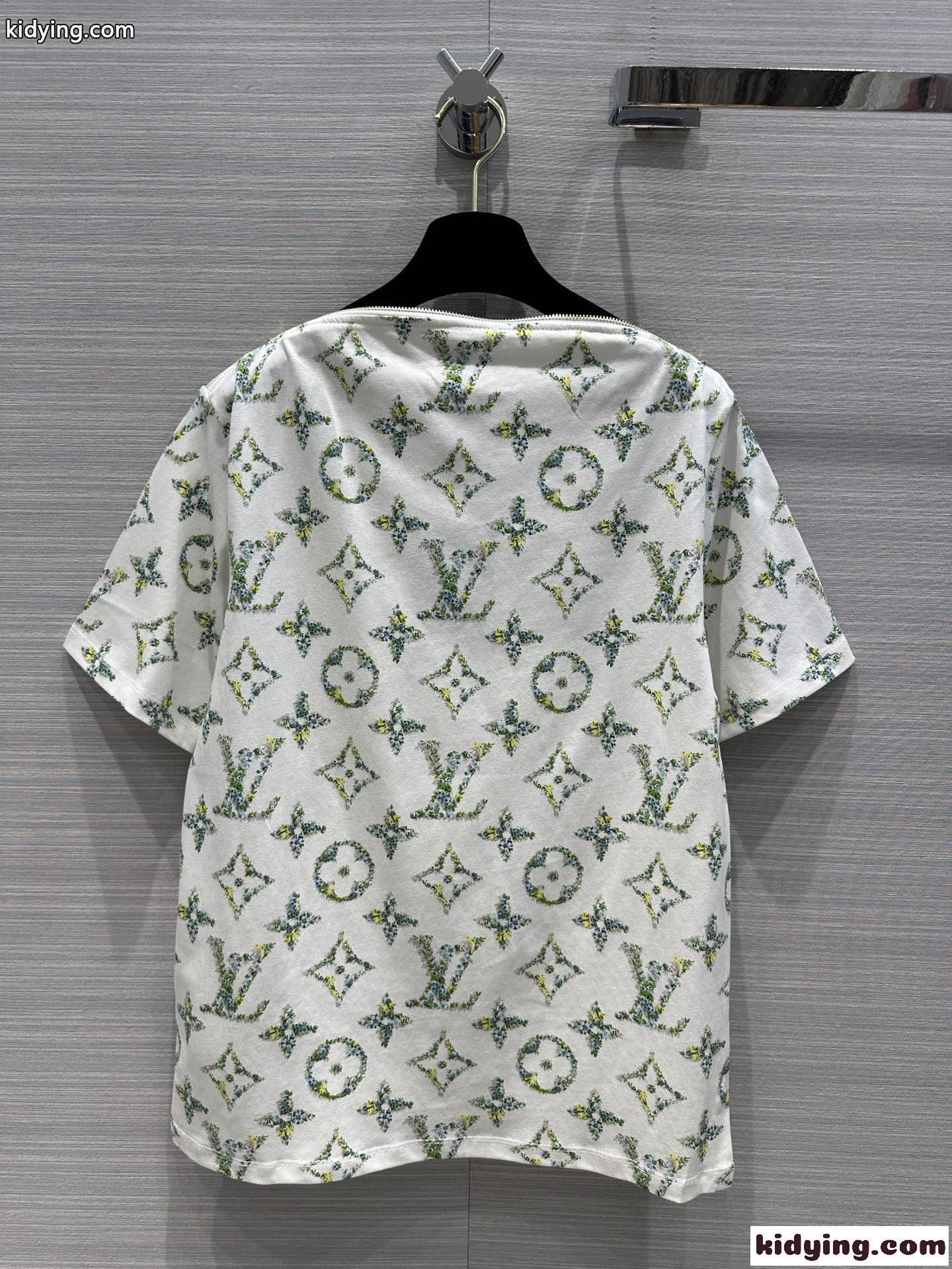 ボートネック フローラルモノグラム 半袖Tシャツ ルイ・ヴィトン Tシャツ コピー-4