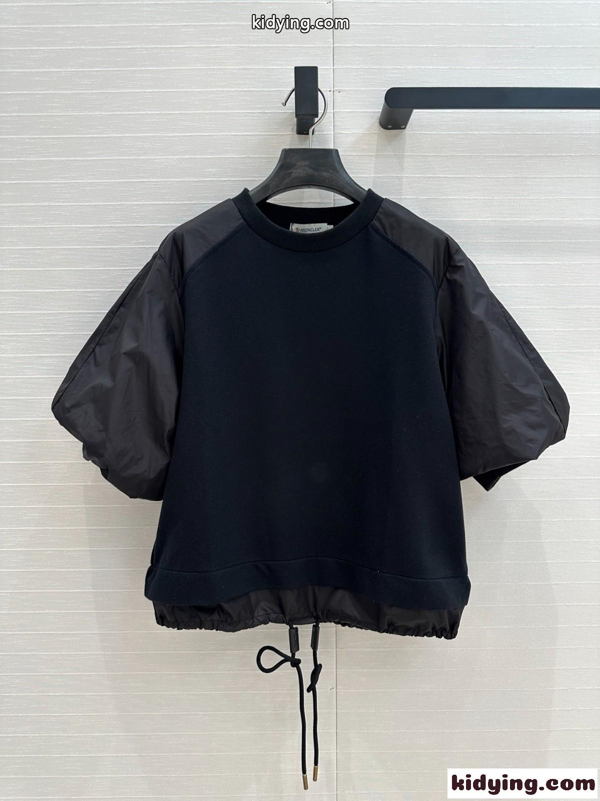 カジュアル お洒落 切り替え モンクレール Tシャツ スーパーコピー 半袖Tシャツ ブラック-0