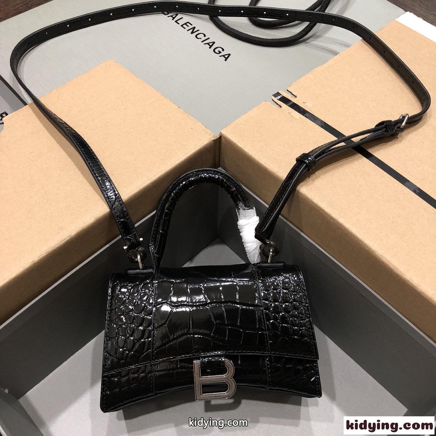 クロコダイル型押し 上品 人気 バレンシアガ バッグ コピー レディース HOURGLASS ハンドバッグ-2