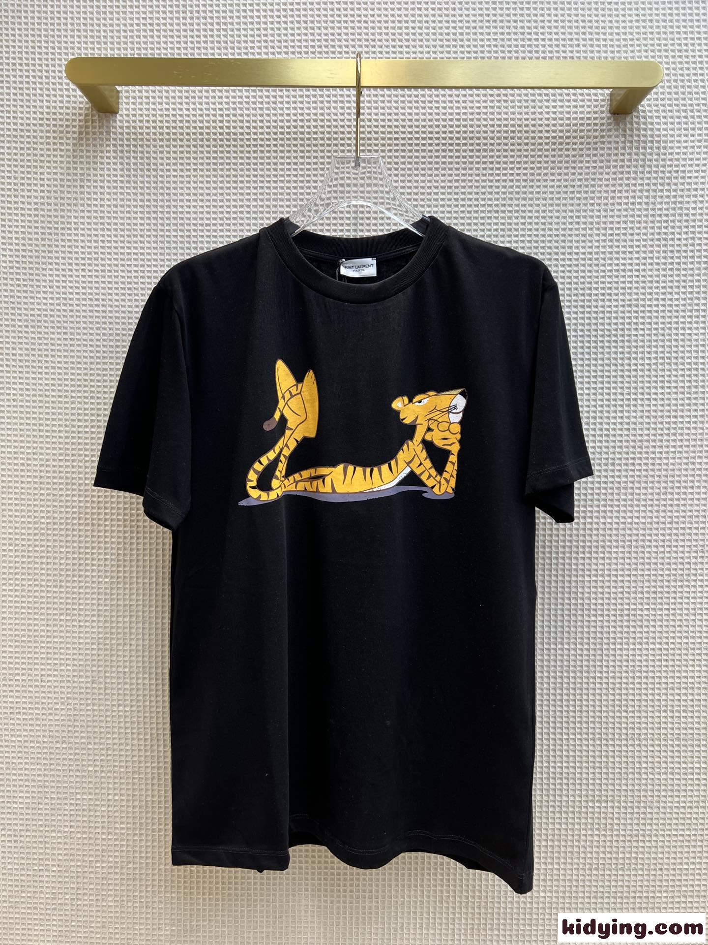 カジュアル ゆったり オシャレ クールネック 可愛い プリント イヴ・サンローラン tシャツ コピー レディース半袖 トップス-5