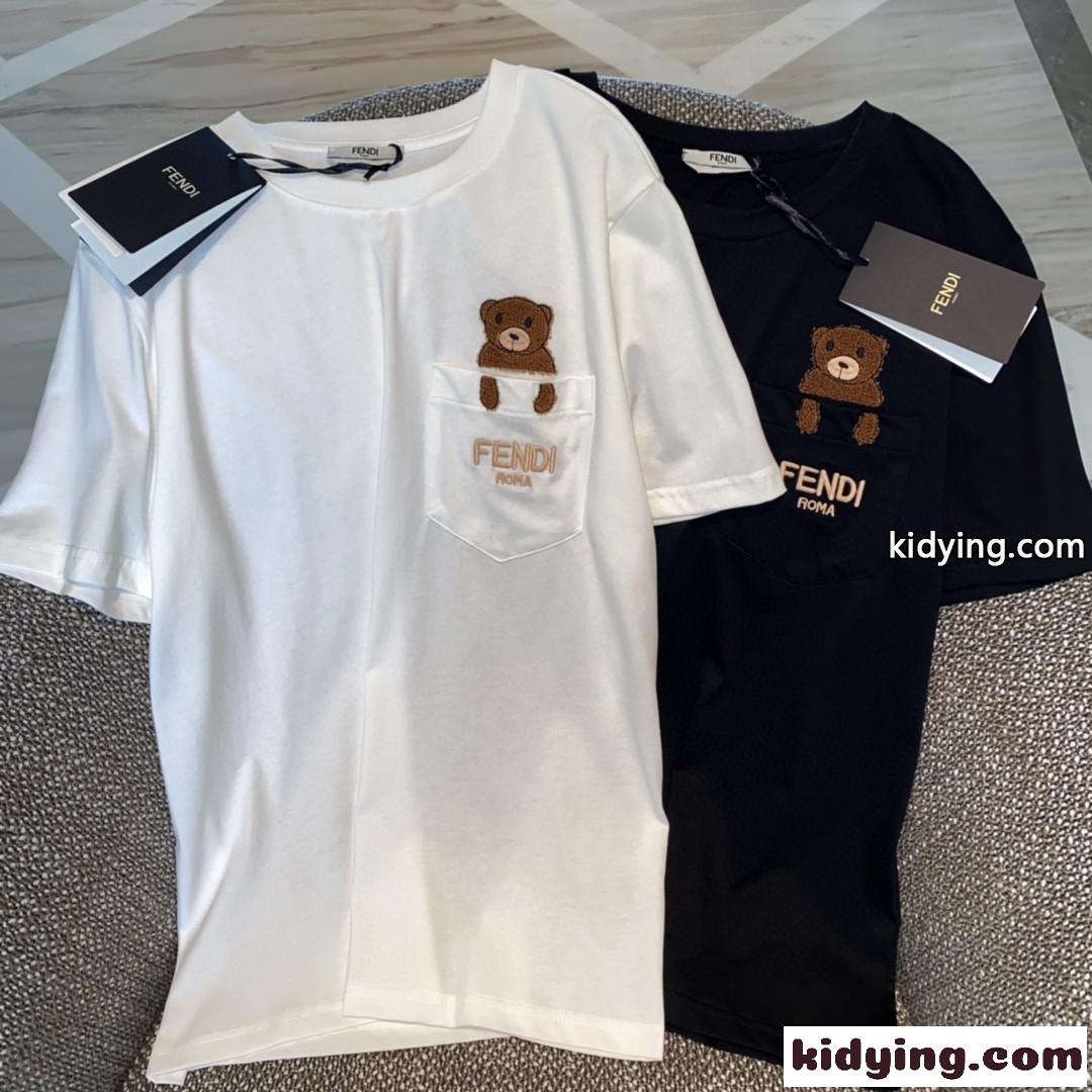 コットン 半袖 フェンディ Tシャツ コピー レディース トップス おしゃれ カジュアル 可愛い クルーネック ゆったり-0
