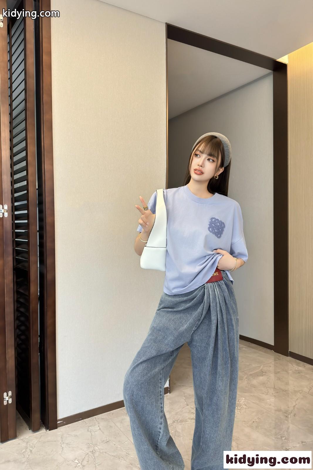 アナグラム コットン 半袖Tシャツ ロエベ Tシャツ コピー パープル-4