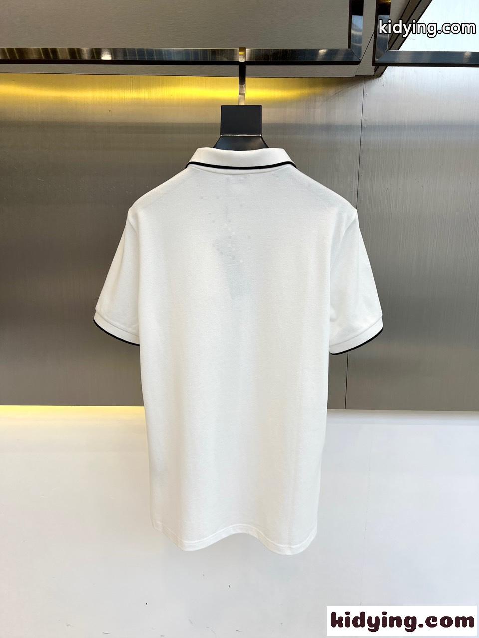 カジュアル コットンピケ 半袖ポロシャツ クリスチャン・ディオール Tシャツ 偽物 ホワイト-0