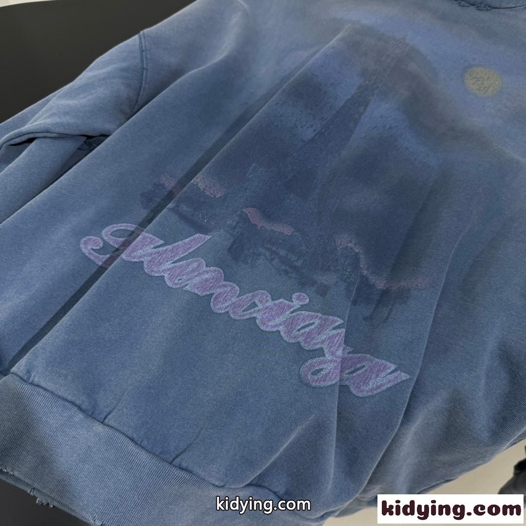 PARIS MOON HOODIE オーバーサイズ バレンシアガ パーカー コピー ブルー-2