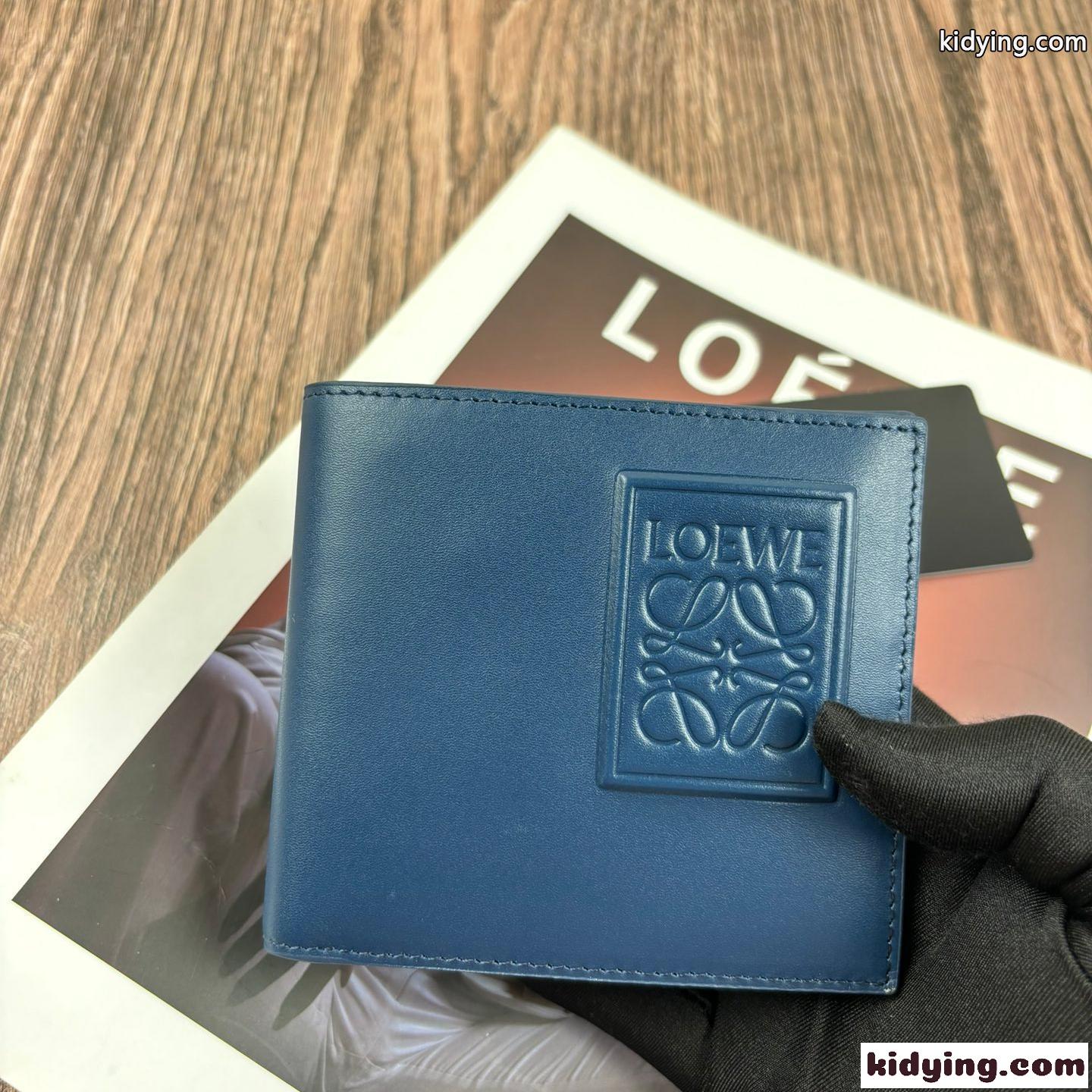 定番 人気 2つ折り財布 ロエベ 財布 コピー コンパクト ウォレット ブルー-0