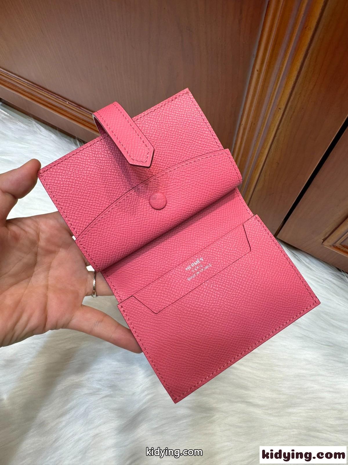 定番で大人気!コンパクト 二つ折り財布 エルメス ベアン ミニ財布 コピー ピンク-2
