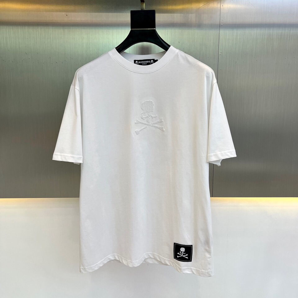 ユニセックス ロゴ クルーネック マスターマインド・ジャパン Tシャツ コピー ホワイト-0