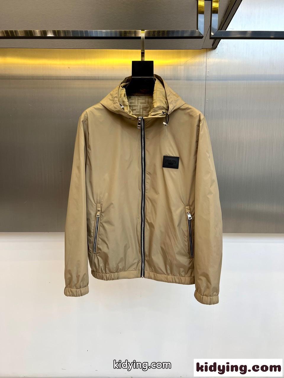洗練された リバーシブル フーデッドジャケット フェンディ ジャケット コピー ベージュ-3