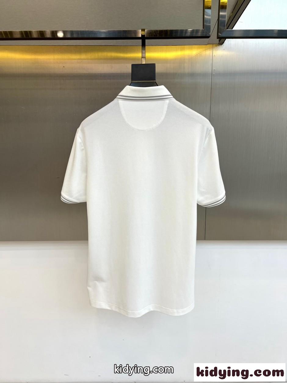 サルヴァトーレ・フェラガモ Tシャツ 偽物 洗練された ストレッチ ポロシャツ ホワイト-3