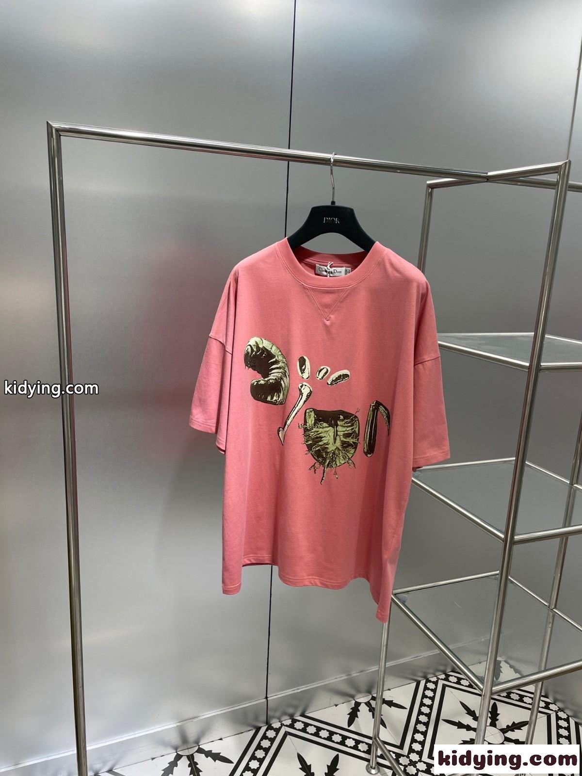 流行り ビッグシルエット 体型カバー プリント クリスチャン・ディオール Tシャツ コピー 半袖 トップス-3