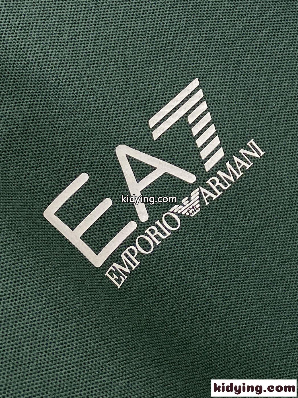 シンプル カジュアル ロゴ アルマーニ 半袖Tシャツ コピー コットン ポロシャツ グリーン-2