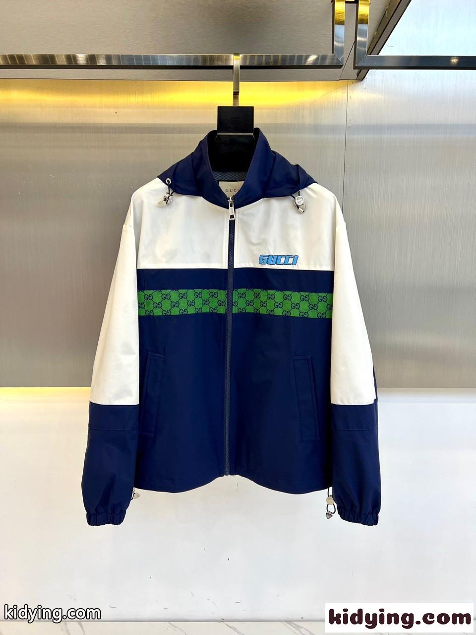 カジュアル お洒落 配色 ブルゾン グッチ ジャケット コピー フード付き アウター-1