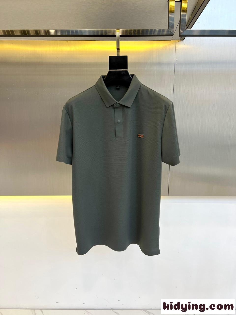 シンプル カジュアル 半袖 ポロシャツ エルメネジルド・ゼニア 半袖Tシャツ コピー ダークグリーン-0