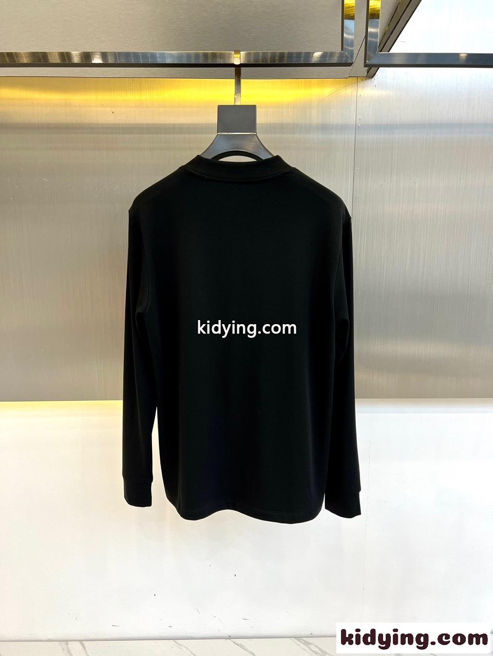 ベーシック おしゃれ ロゴ刺繍 長袖Tシャツ ロエベ Tシャツ コピー ブラック-4