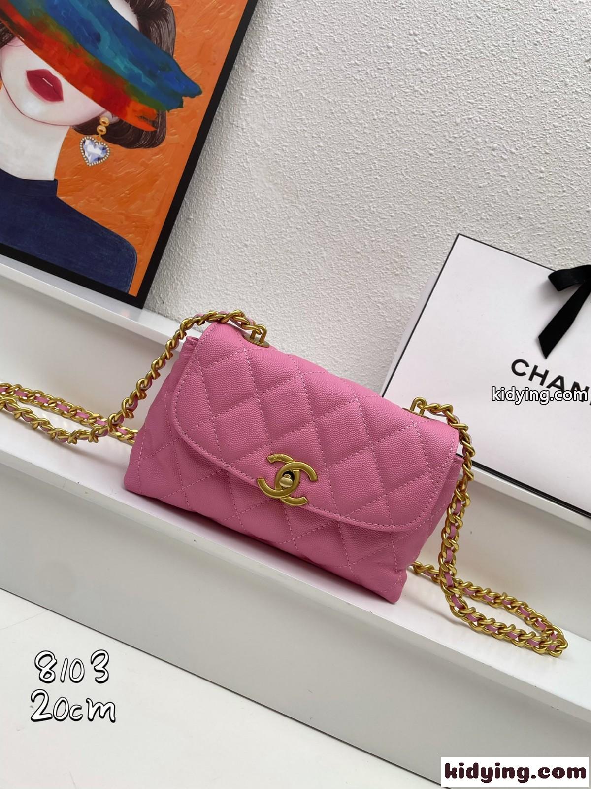 可愛い 23P フラップバッグ シャネル バッグ コピー チェーン ショルダーバッグ ピンク-1