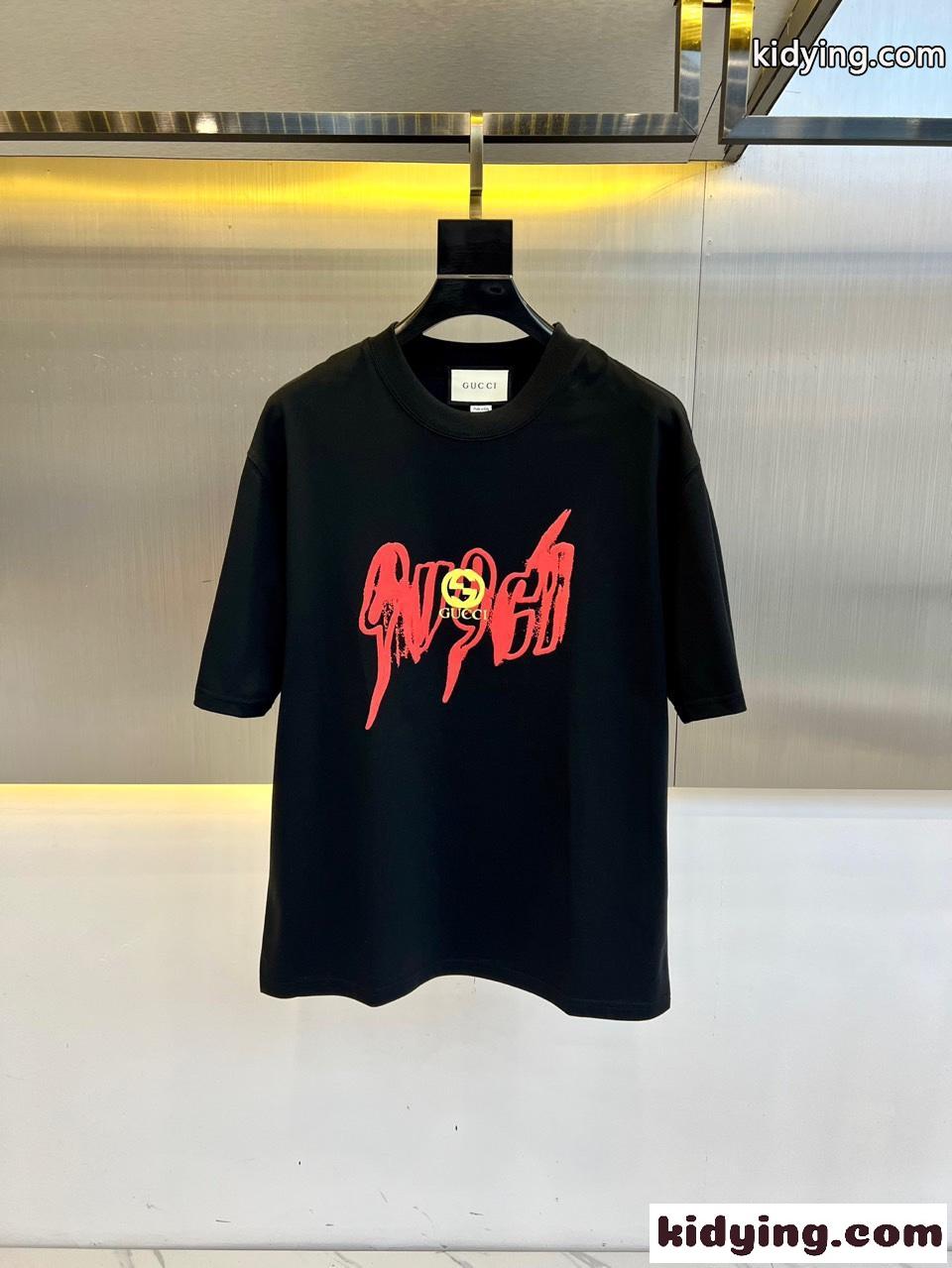 カジュアル クルーネック 半袖Tシャツ グッチ Tシャツ 偽物 合わせやすい ブラック-0