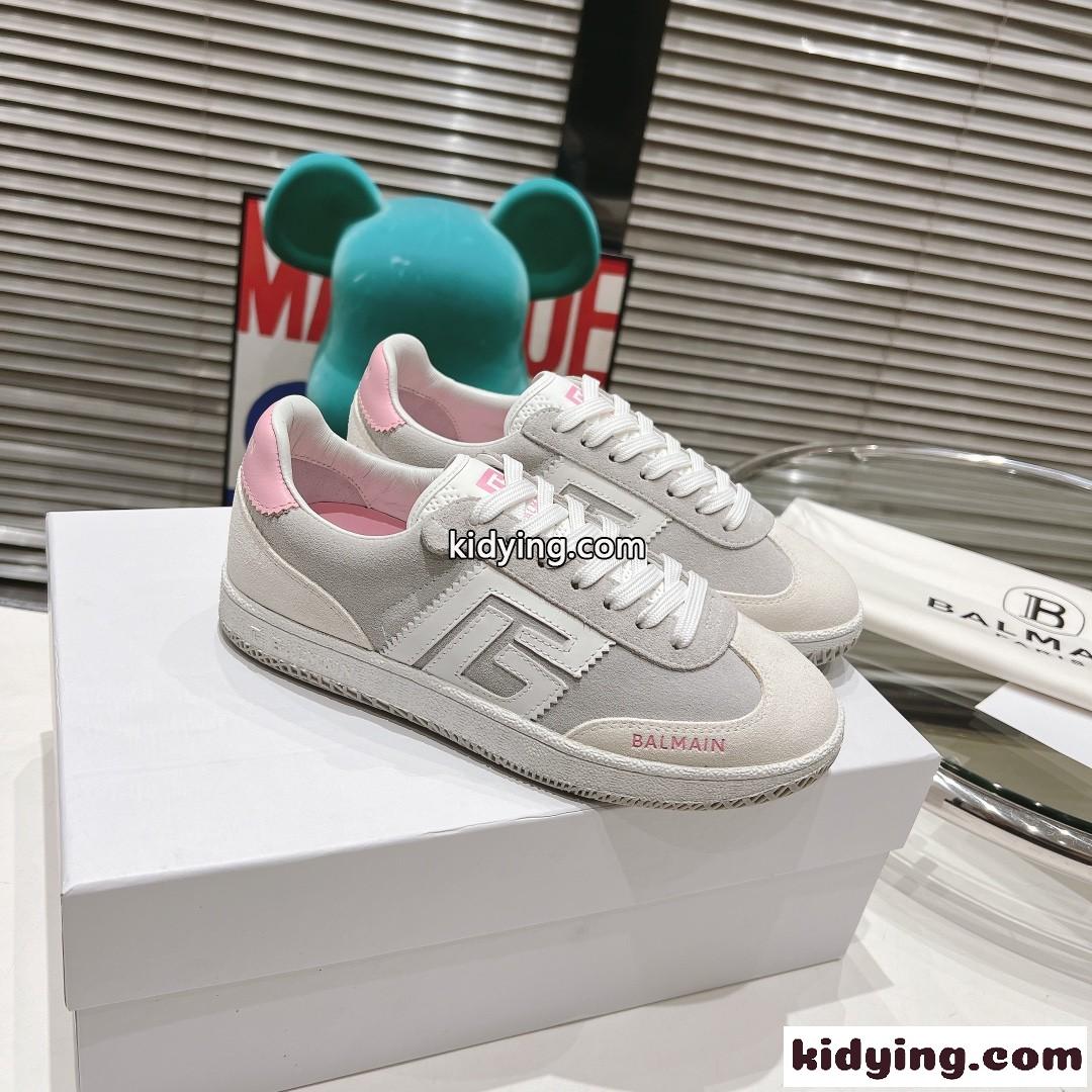 バルマン スニーカー スーパーコピー Balmain Swan レザー＆スエード スニーカー-1
