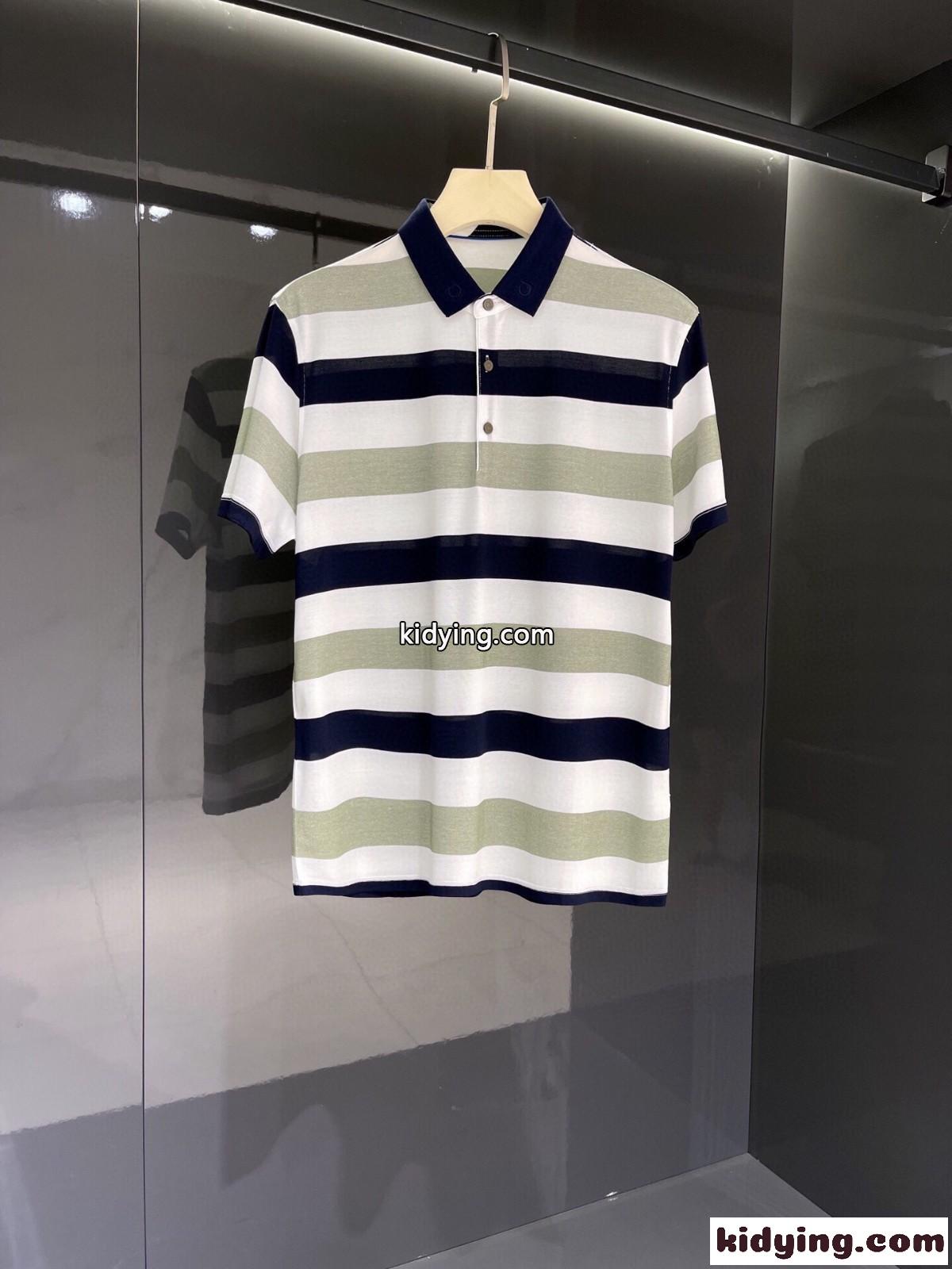 おしゃれ ストライプ カジュアル サルヴァトーレ・フェラガモ 半袖tシャツ コピー ビジネス ポロシャツ-1