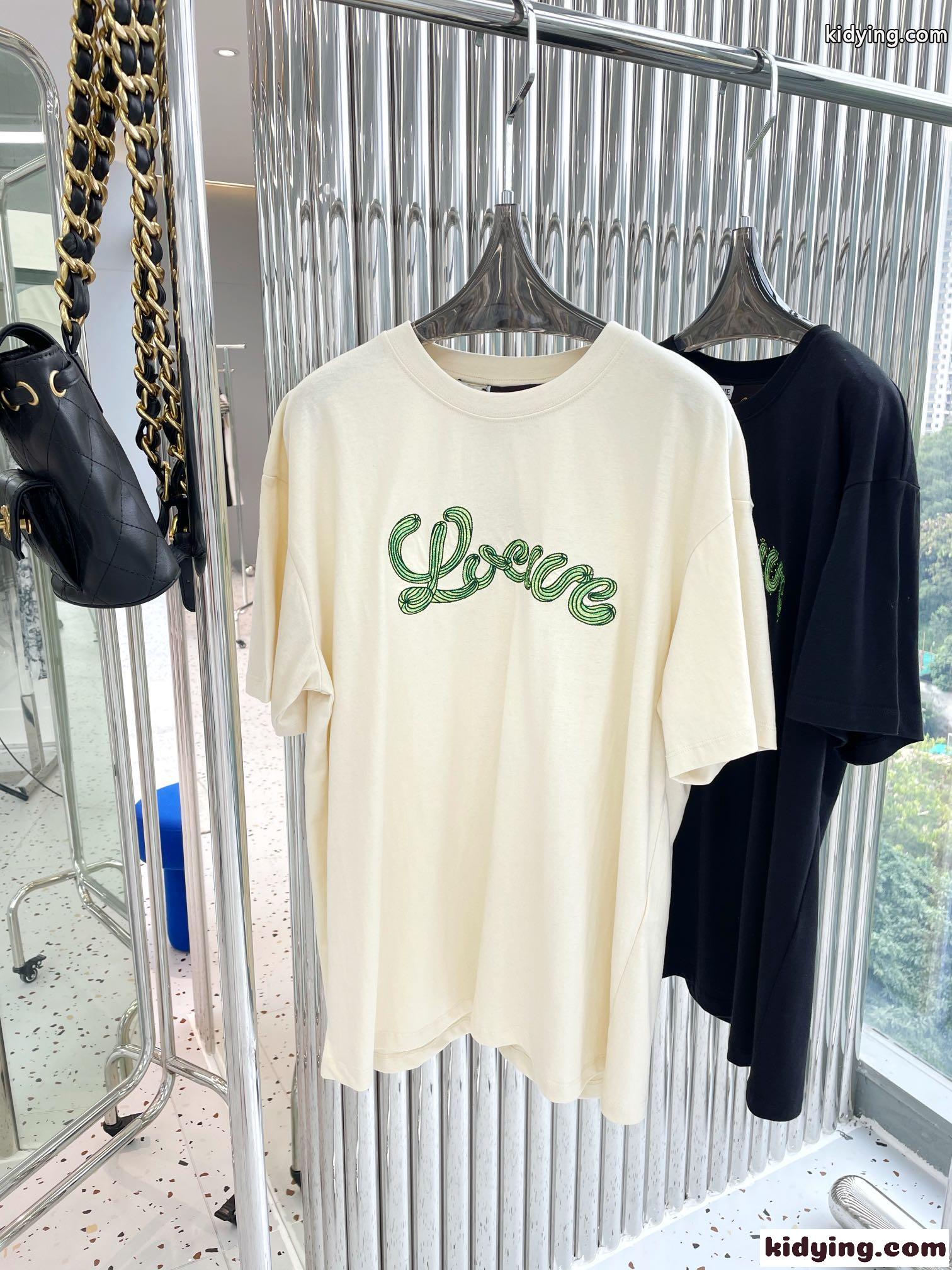 人気 ゆったり ロゴ 刺繍 クルーネック ロエベ tシャツ コピー 半袖 体型カバー 半袖 トップス-2