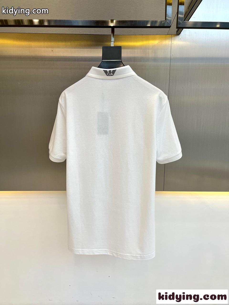 アルマーニ Tシャツ コピー カジュアル コットンピケ 半袖 ポロシャツ ホワイト-4