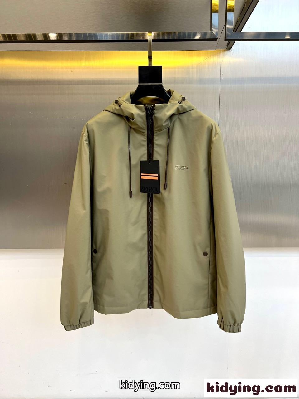 シンプル カジュアル フード付きジャケット エルメネジルド・ゼニア ジャケット 偽物 グリーン-0