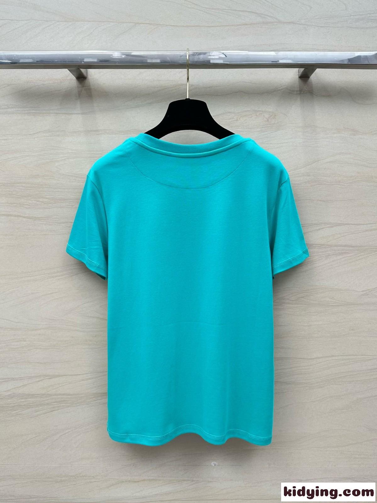 大人気 使い勝手の良い 半袖Tシャツ エルメス Tシャツ コピー ブルー-5