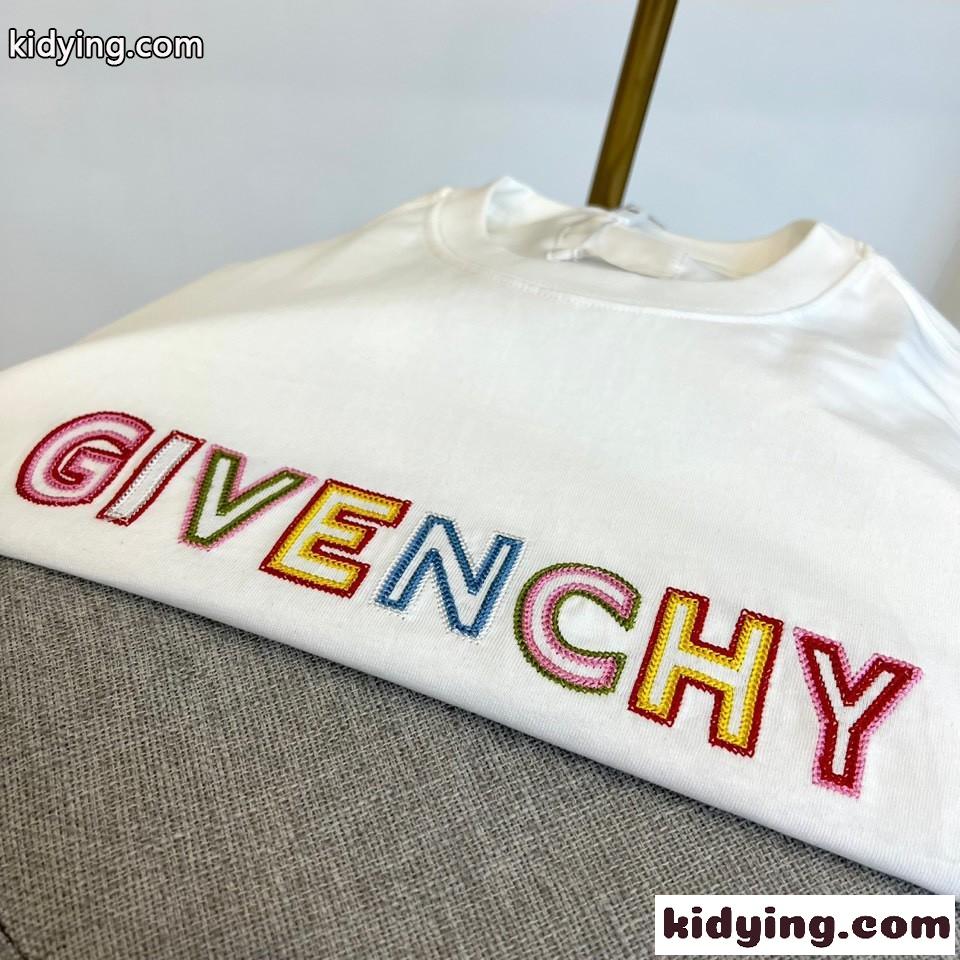 シンプル おしゃれ ロゴ 刺繍 クルーネック ジバンシィ Tシャツ コピー コットン 半袖 ホワイト-3