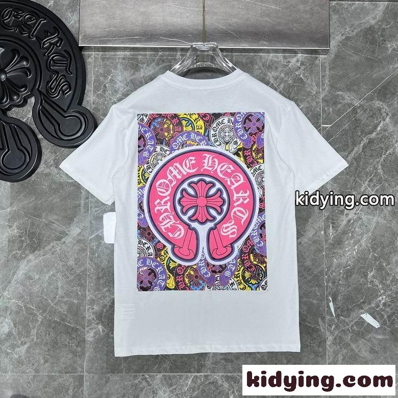 オシャレ ロゴ カジュアル 合わせやすい クルーネック 春夏 トップス クロムハーツ 半袖Tシャツ コピー ホワイト ブラック-3