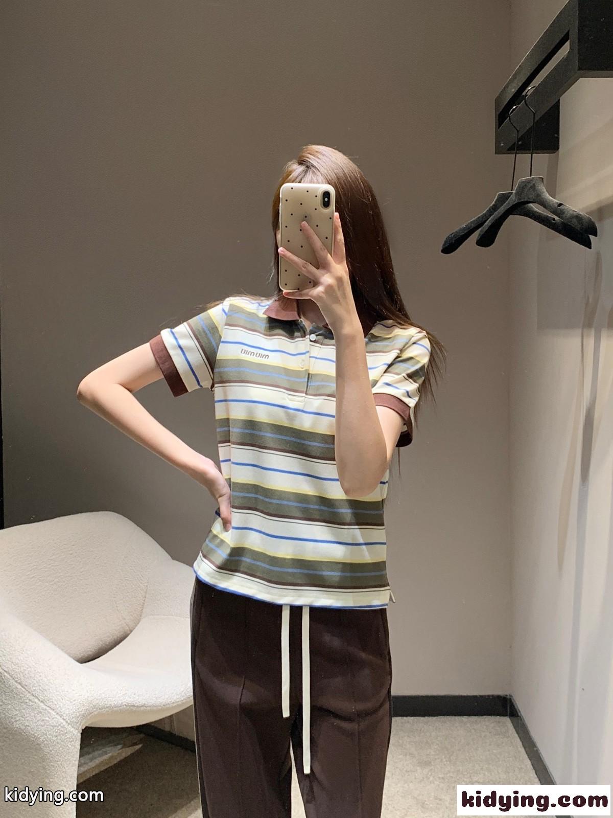 カジュアル お洒落 半袖 ポロシャツ ミュウミュウ Tシャツ コピー コットン-5